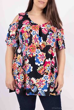 Picture of CURVY GIRL CROSS BACK AND OFF SHOULDER TUNIC